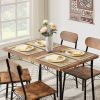Modern Industrial 5-Piece Dining Set with Wood Top Table and 4 Chairs