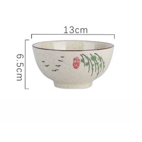 Household Underglaze Hand Painted Ceramic Rice Bowl (Option: Willow-5inches)